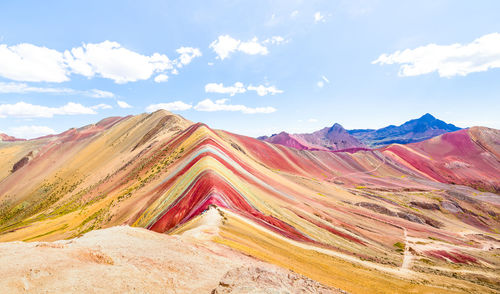 Scenic view of mountain range against sky