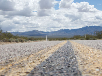 Surface level of road against sky