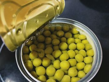 High angle view of fruits in bowl