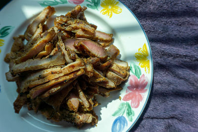 High angle view of meal served in plate