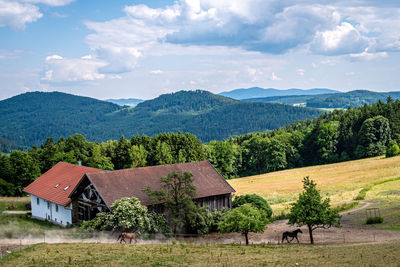 Scenic view of mountains against sky