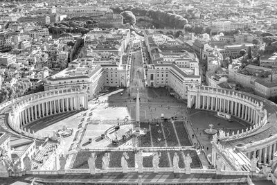 High angle view of buildings in city