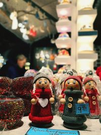 Close-up of statues in store