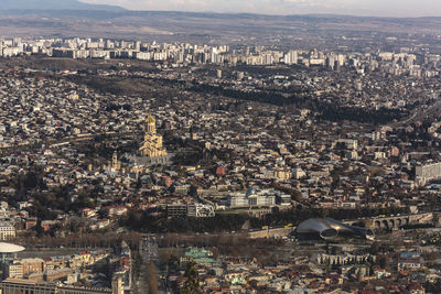 High angle view of city at waterfront