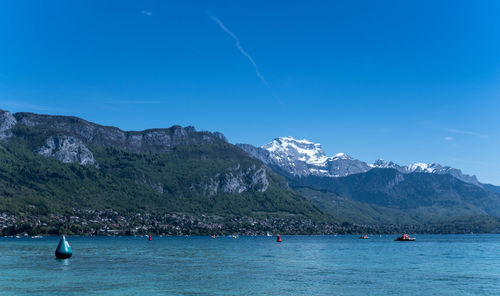 Scenic view of boats in sea