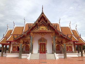 Low angle view of temple building against sky
