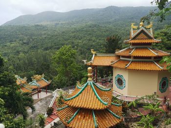 High angle view of temple building