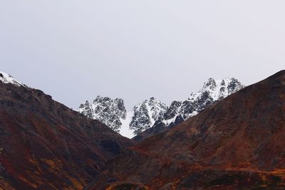 Low angle view of mountains against clear sky