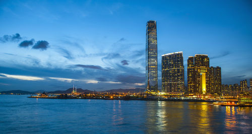 View of hong kong from victoria harbour at night