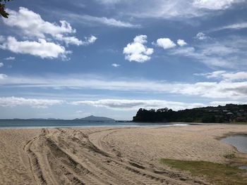 Scenic view of beach against sky