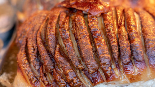 High angle view of roasted meat