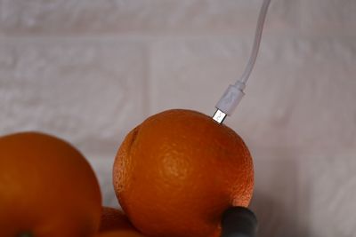 Close-up of orange on table