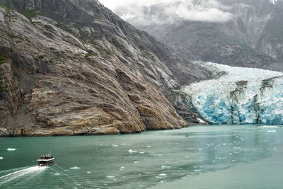 Towards dawes glacier in endicott arm fjord, alaska.