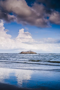 Scenic view of sea against cloudy sky