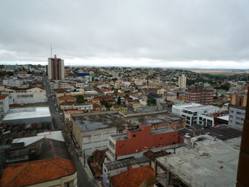 High angle view of buildings in city