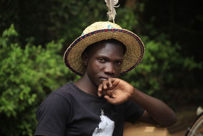 Portrait of man wearing hat