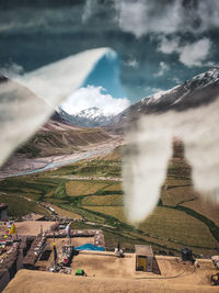 High angle view of mountain against sky