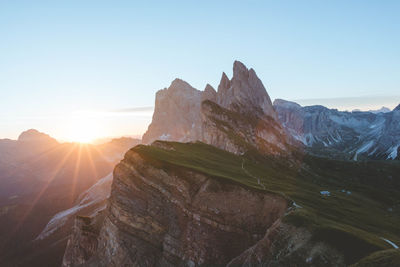 Scenic view of mountains against clear sky