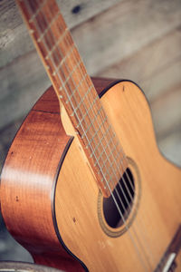 High angle view of guitar