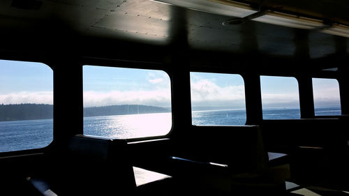 Scenic view of sea seen through window