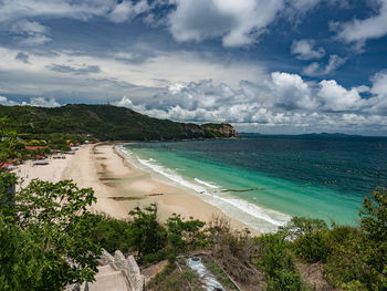 Scenic view of beach against sky