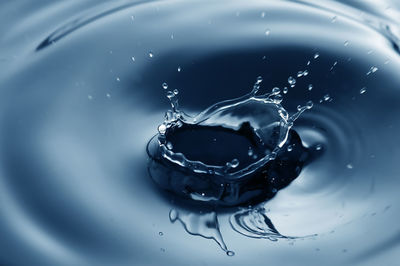 Close-up of drop splashing in water