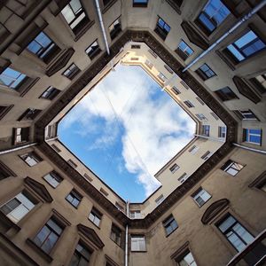 Low angle view of residential building against sky