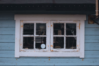 Closed wooden door of house