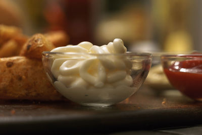 Close-up of food on table