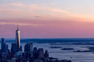 View of cityscape at sunset