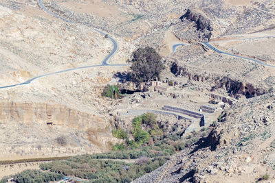 High angle view of road on land