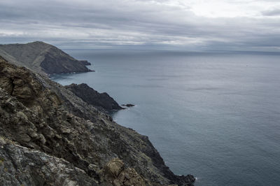 Scenic view of sea against cloudy sky