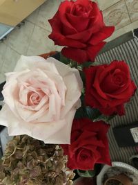 High angle view of rose bouquet