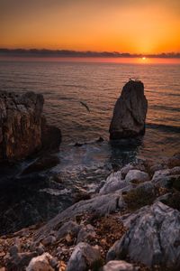 Scenic view of sea against sky during sunset