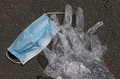 High angle view of ice bottle on beach