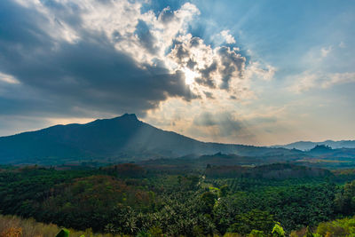 Scenic view of mountains against sky