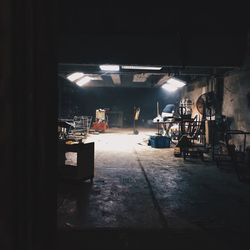 Empty illuminated built structure at night