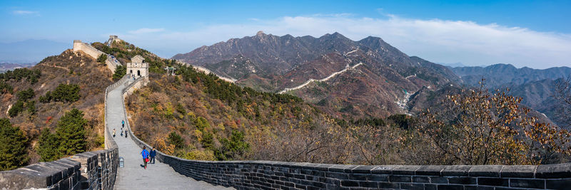 Panoramic view of mountain range against sky