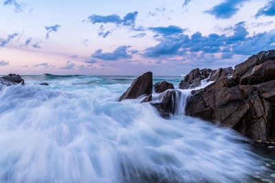 Scenic view of sea against sky during sunset