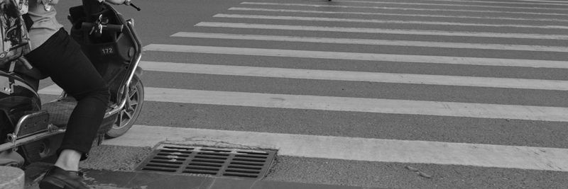 High angle view of zebra crossing on road