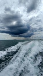 Scenic view of sea against dramatic sky