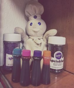 Close-up of bottles on table