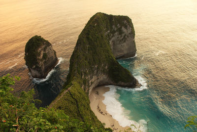 High angle view of rocks on beach