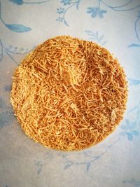 High angle view of rice in bowl