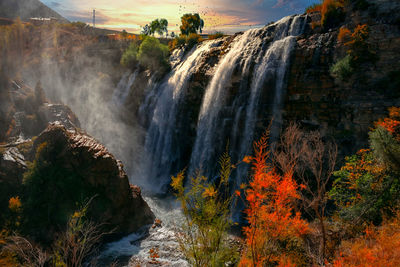 Scenic view of waterfall