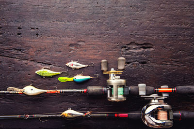 High angle view of toys on table