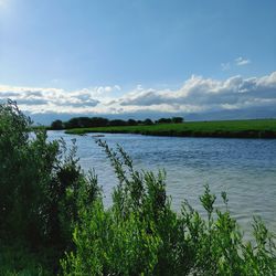 Scenic view of lake against sky