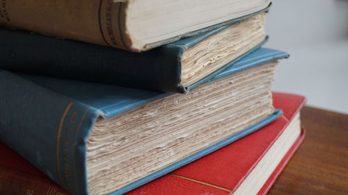 Stack of books on table