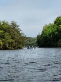 Boat sailing in river