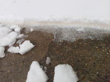 High angle view of frozen sea during winter